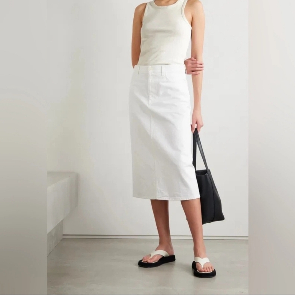 NWT The Row Glaura Ribbed Cotton Jersey Sleeveless Basic Tank Top Dove White S